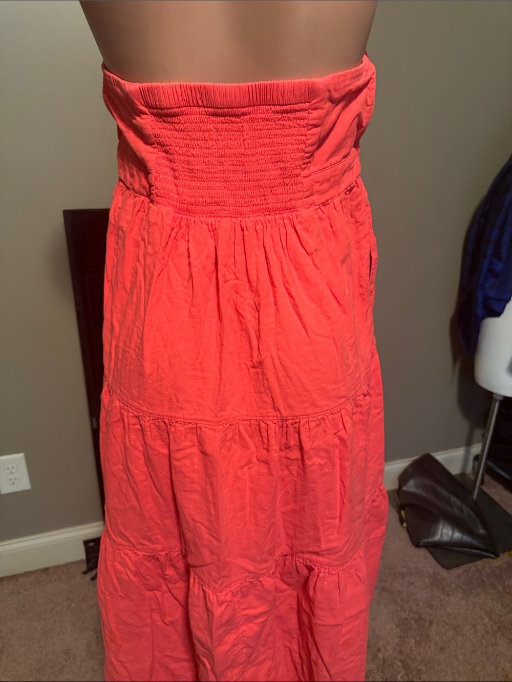 Strapless Bow-Front Maxi Dress in Coral Red - Picture 5 of 9